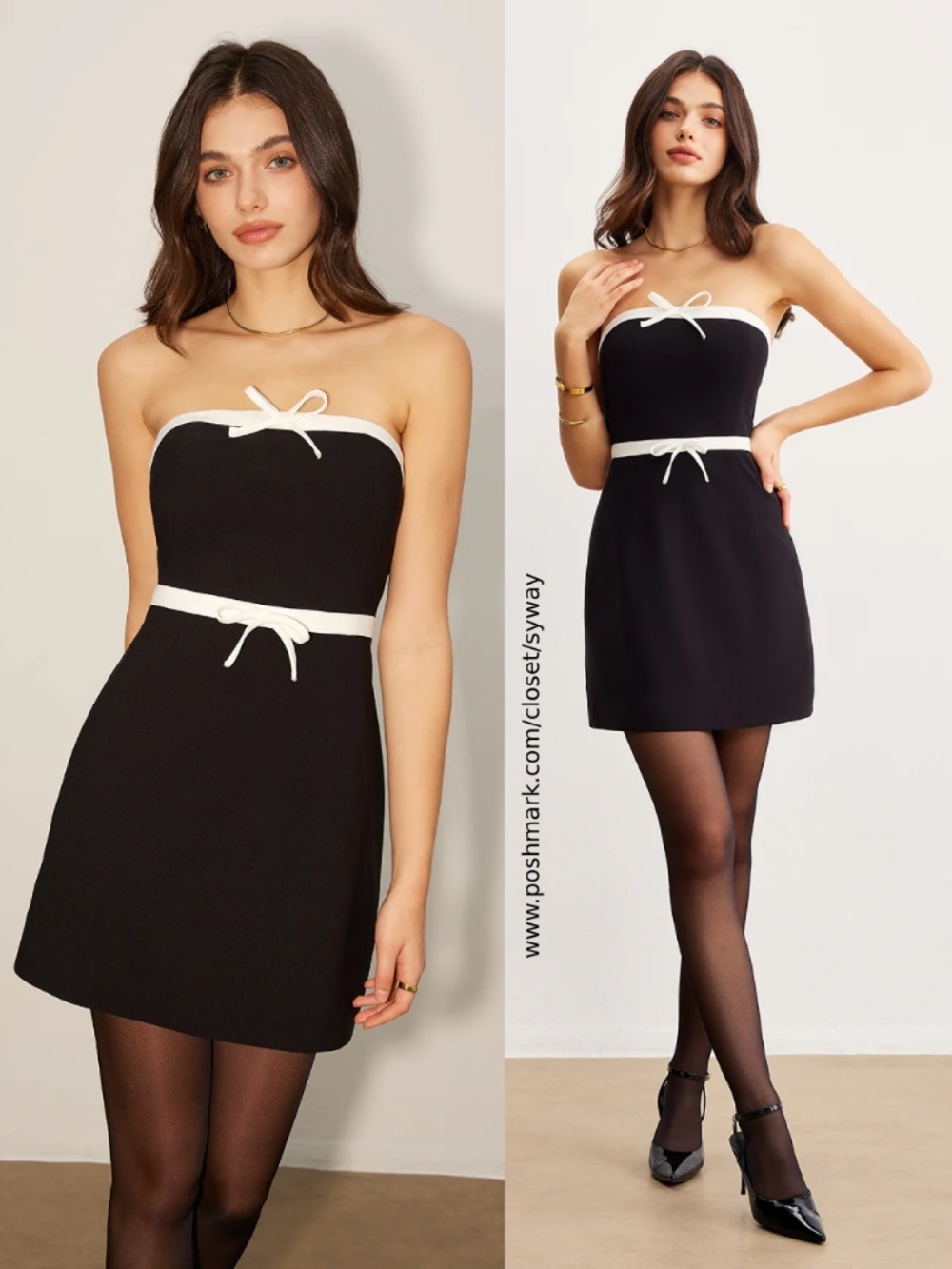 Commense Contrast Trim Tube Short Dress